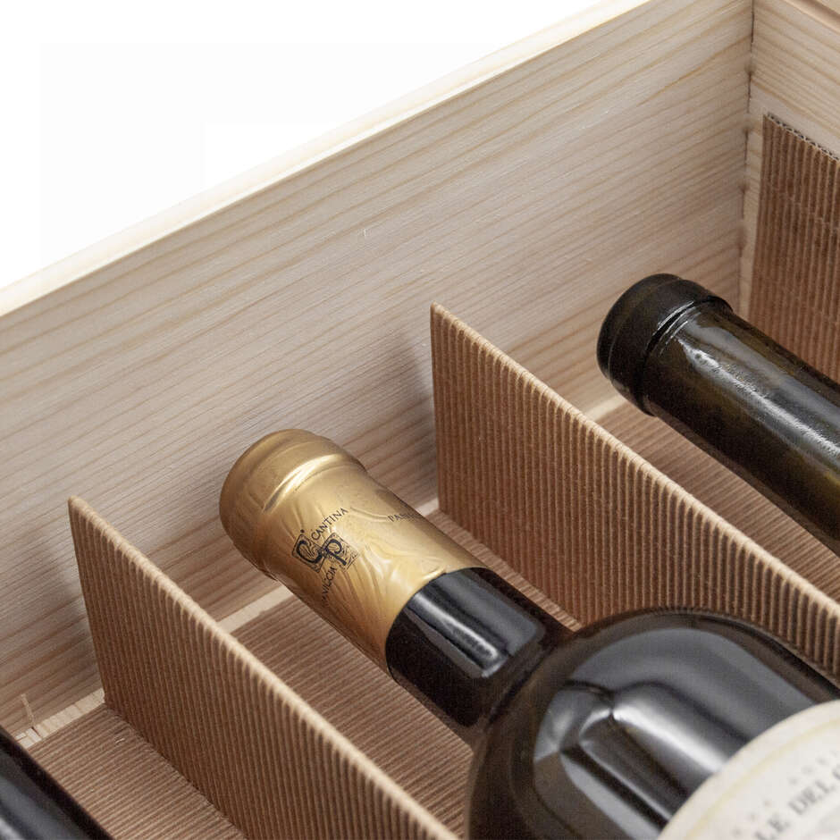Caja de madera para botellas de 3 plazas con tapa corredera (1 pieza)