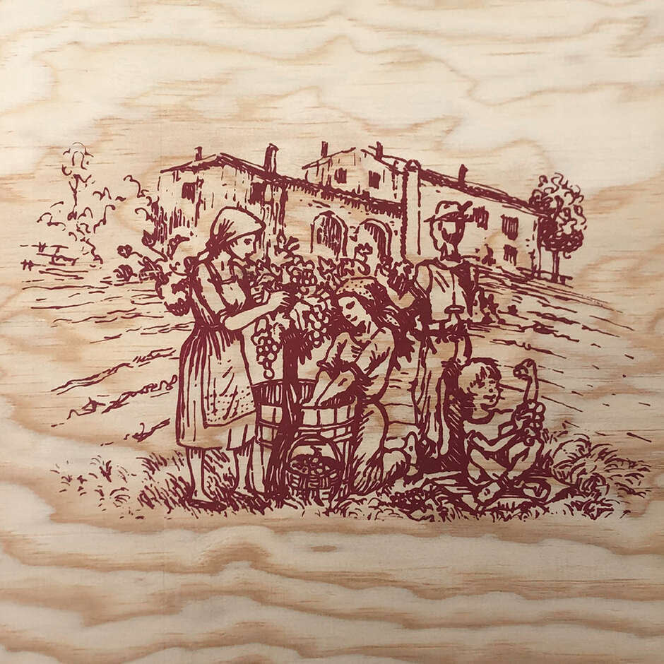 Cajón para Botellas de Madera de Pino Estampada de 3 Plazas (1 pieza)