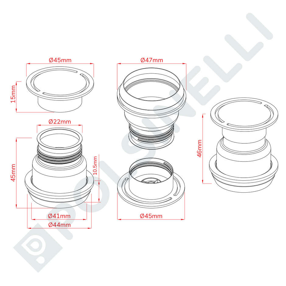 Caps for oil tins with plastic pourers 5/10/25 lt Ø42 (12 pieces)