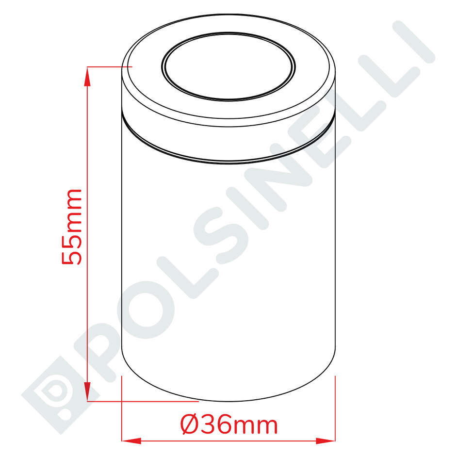 Cápsula de PVC transparente ⌀36 (100 pzas)