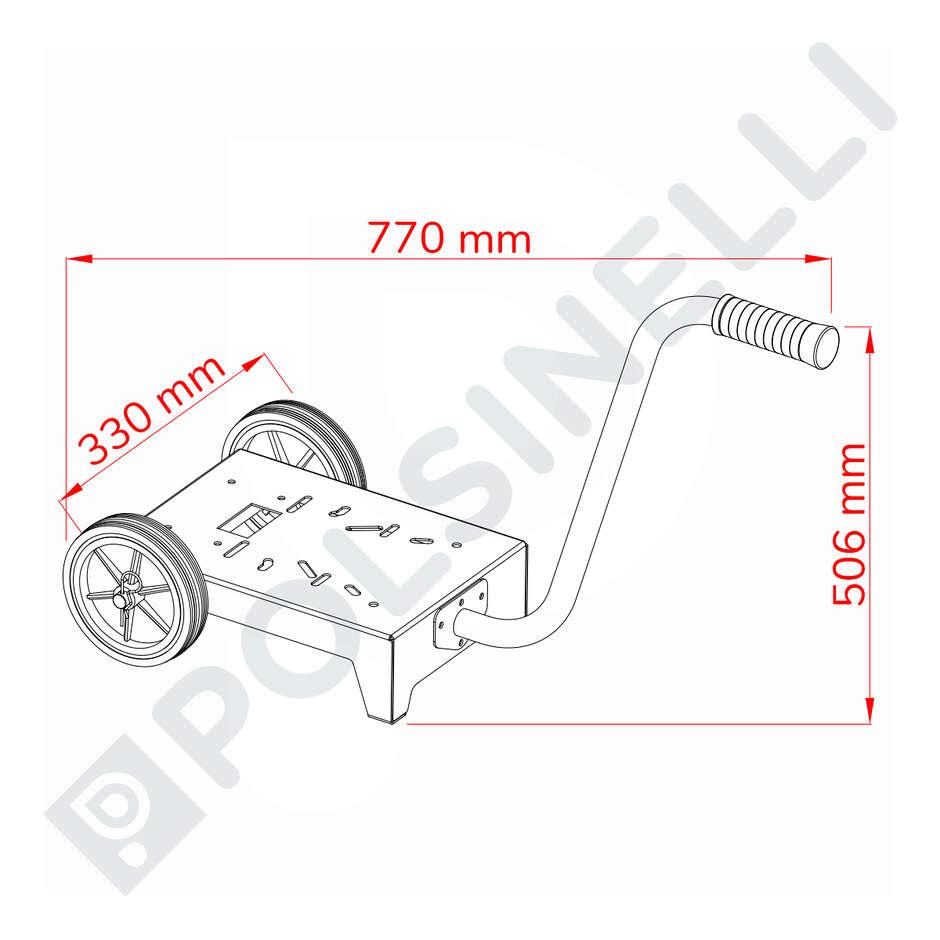 Carretilla Midi de acero inoxidable para electrobomba