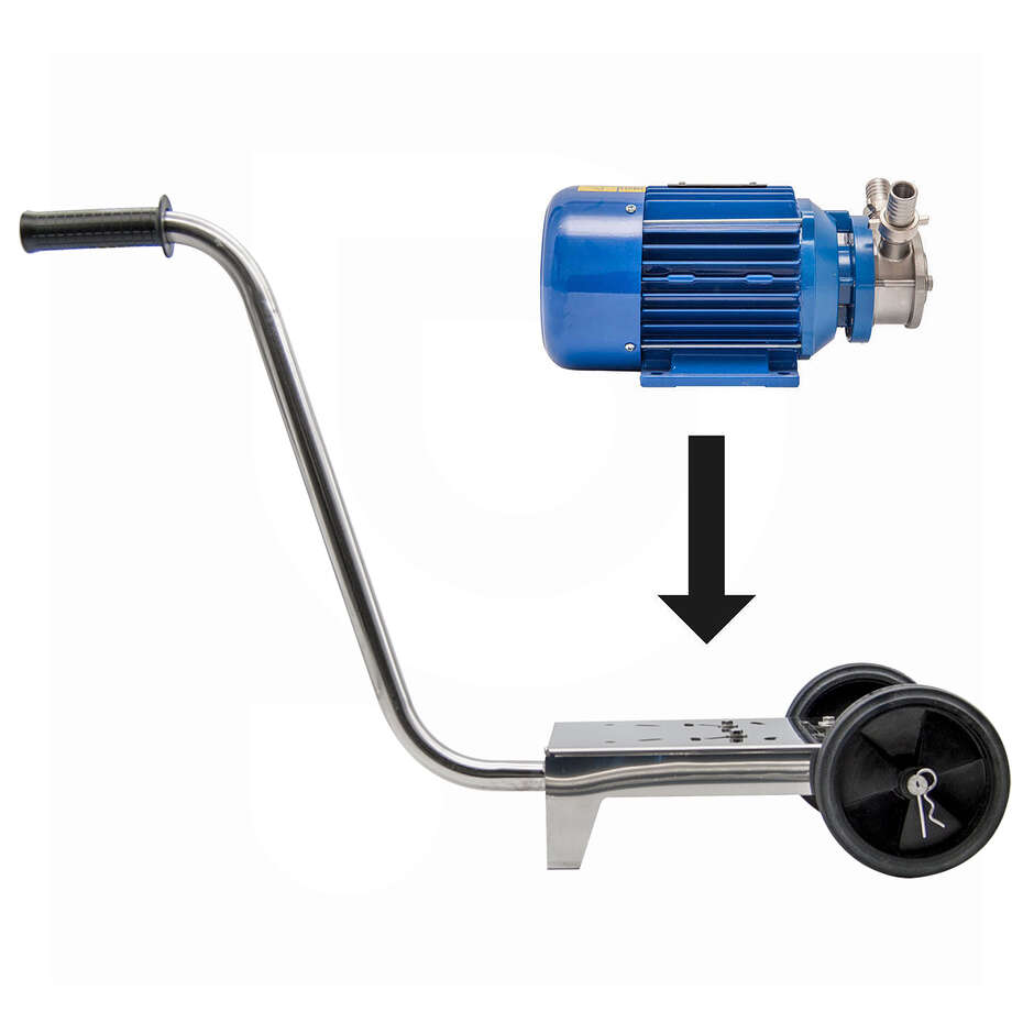 Carretilla Midi de acero inoxidable para electrobomba