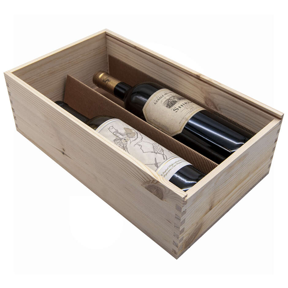 Casier à bouteilles en bois 2 places avec couvercle coulissant (1 pièce)