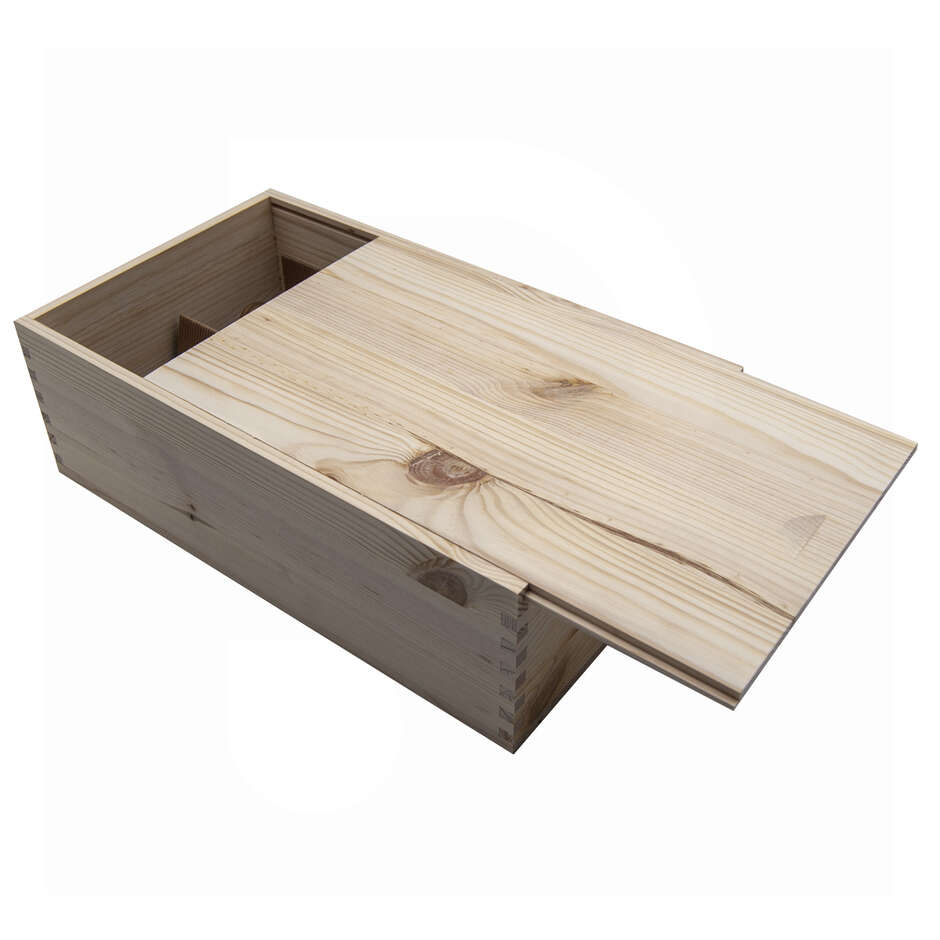 Casier à bouteilles en bois 2 places avec couvercle coulissant (1 pièce)