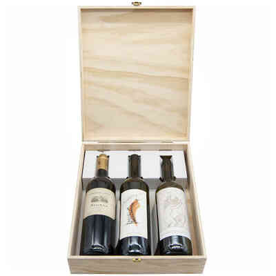 Scatola cassetta vino legno naturale 4 bottiglie - Ferrini Gift