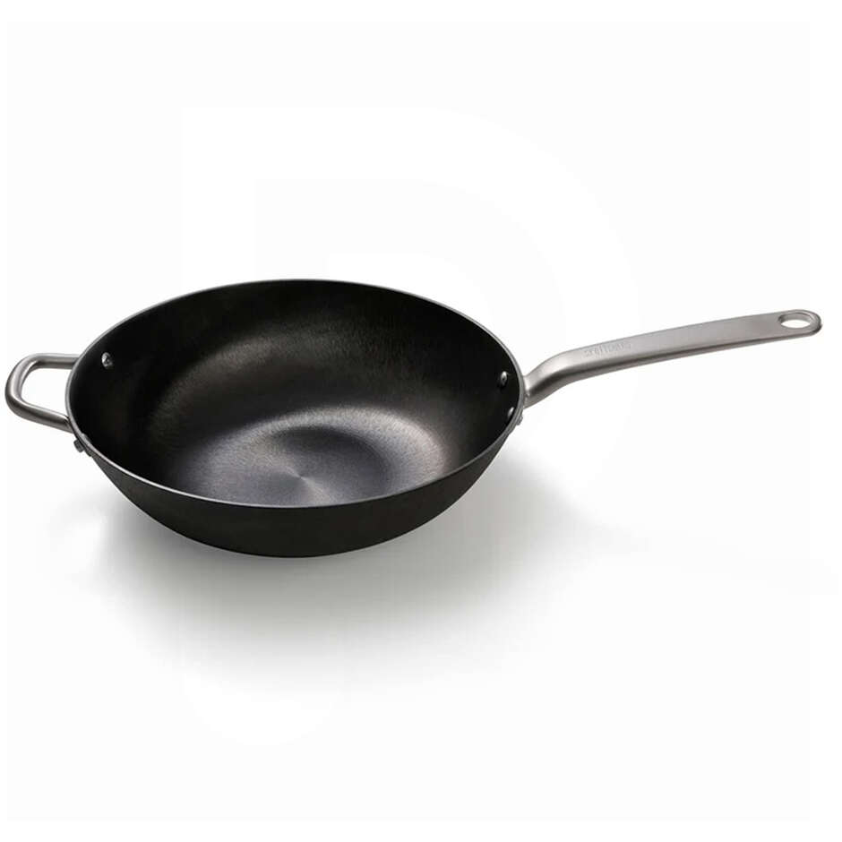Cast Iron Wok Ø 34 cm 5 L with Stainless Steel Handle