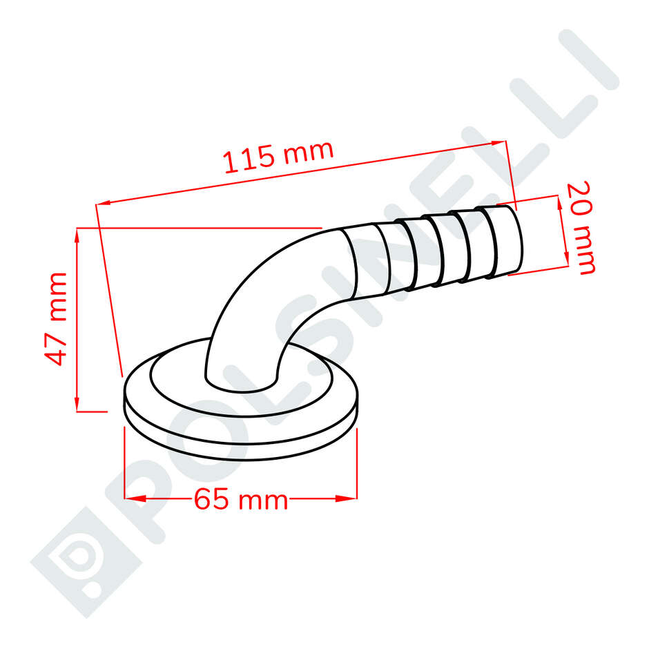 Codo de acero inoxidable GA 40 para PG 20 