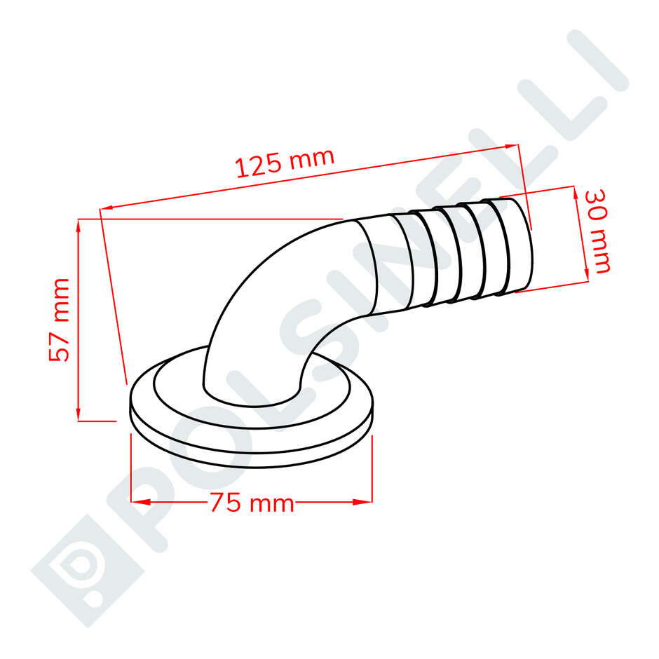 Codo de acero inoxidable GA 50 para PG 30