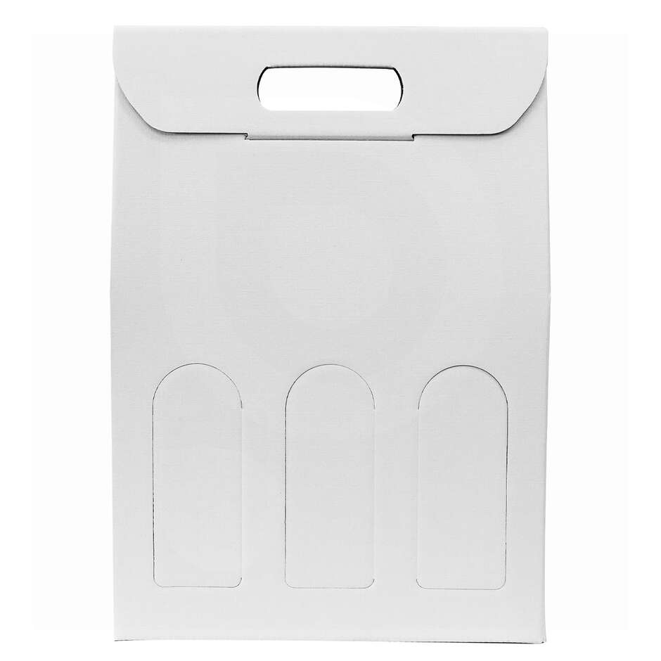 Coffret blanc pour 3 bouteilles effet fibre (30 pcs)
