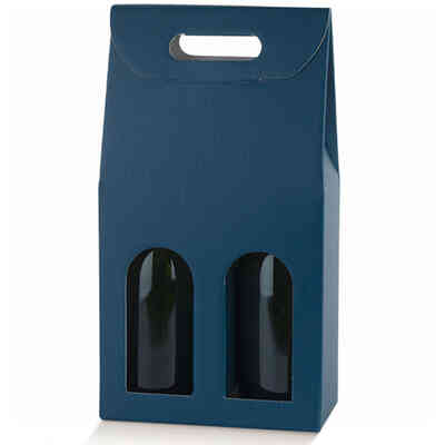 Coffret bleu pour 2 bouteilles effet fibre (10 pcs)