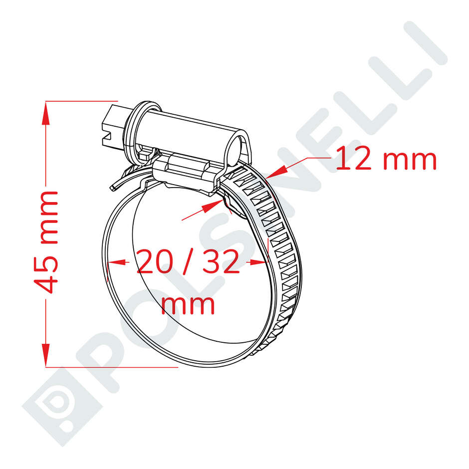 Collier pour tuyau Inox Ø 20/32