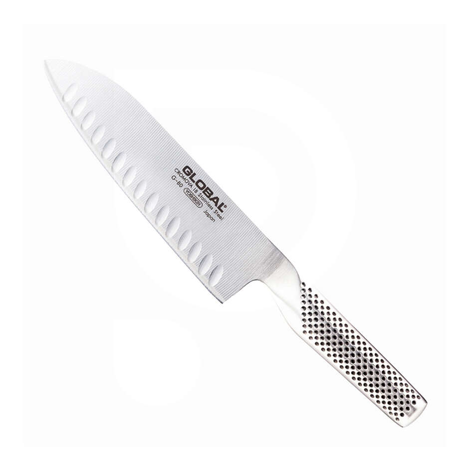 Coltello inox Santoku alveolato Global G80 - 18 cm