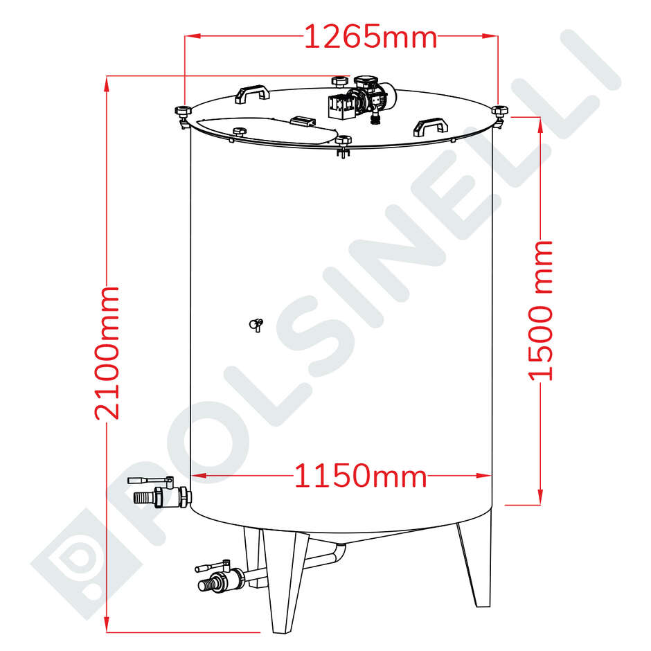 Conical bottom Priming Tank 10° 1500 L