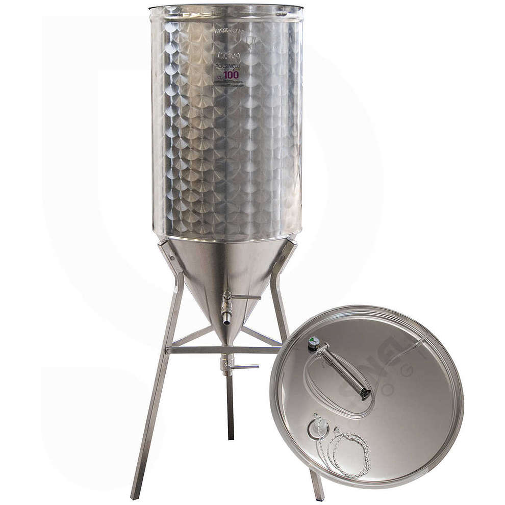 Conical trunk for wine 60° 100 L with air floating lid