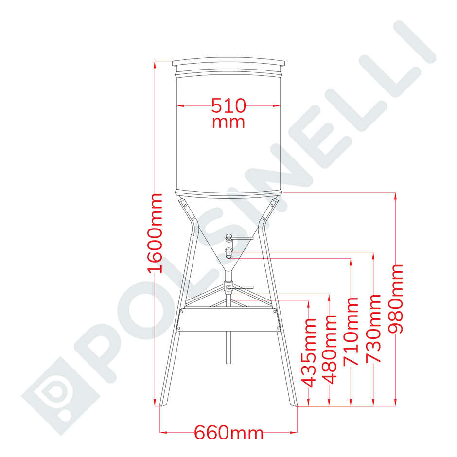 Conical trunk for wine 60° 150 L with air floating lid
