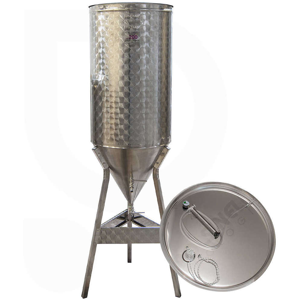 Conical trunk for wine 60° 200 L with air floating lid