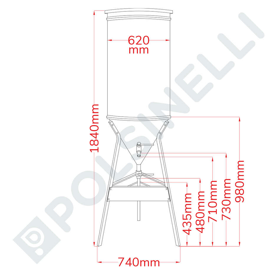 Conical trunk for wine 60° 300 L with air floating lid