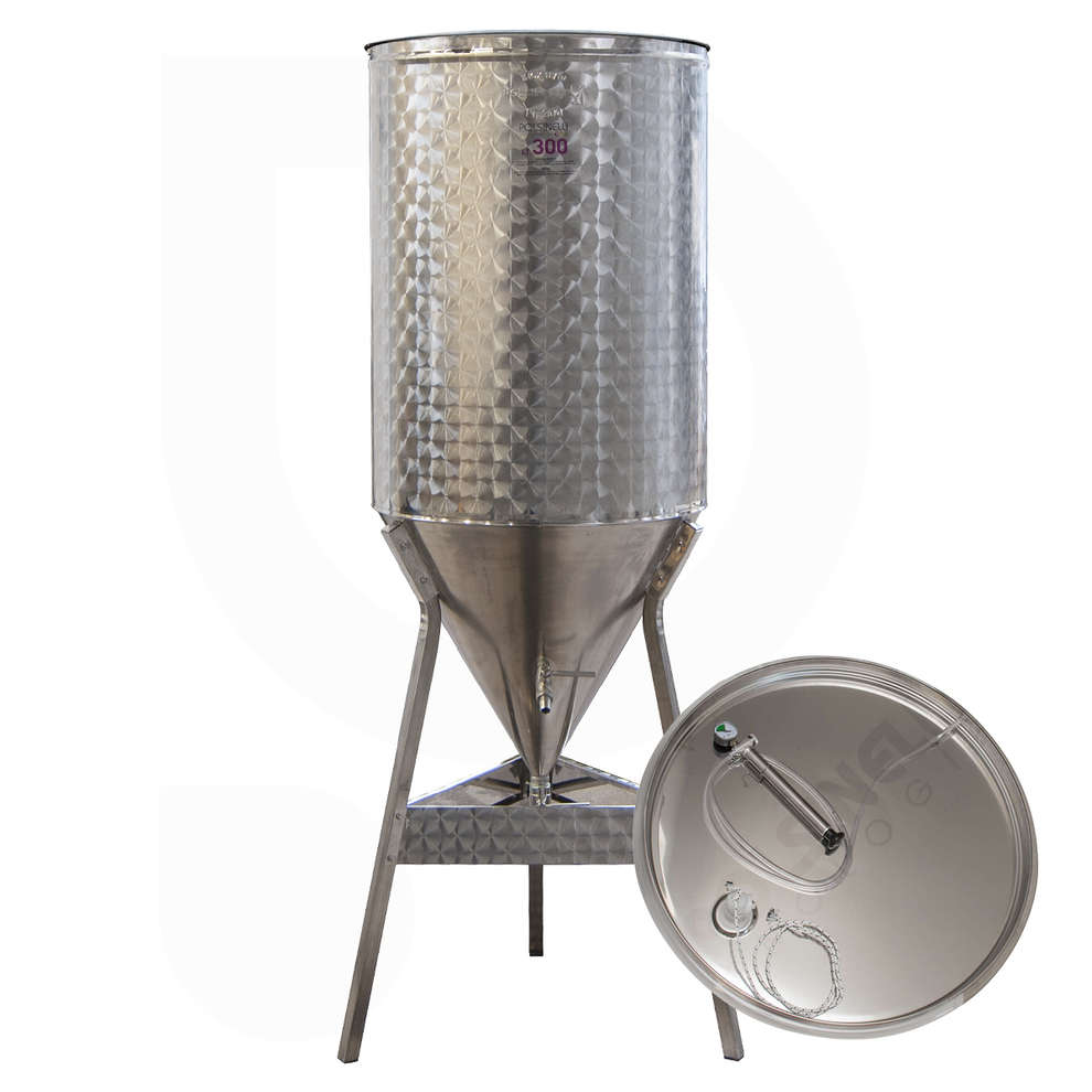Conical trunk for wine 60° 300 L with air floating lid