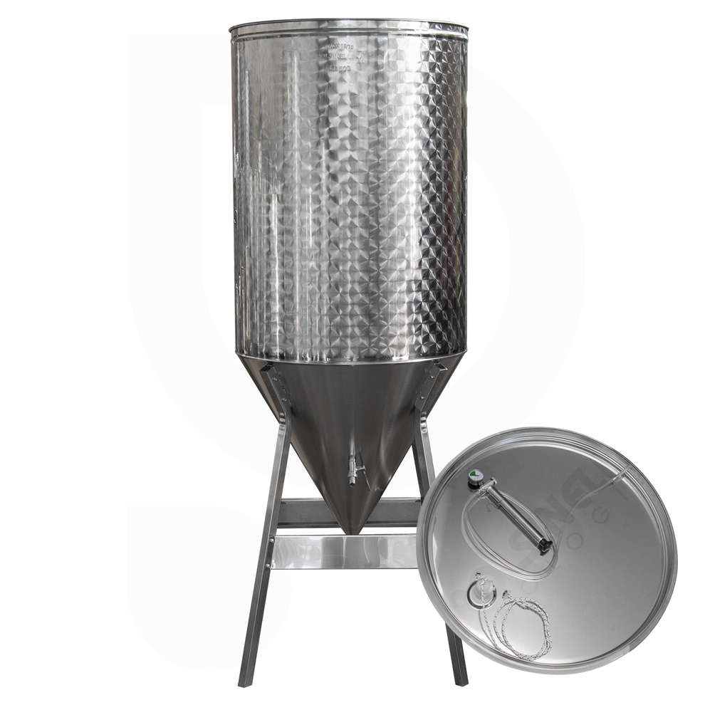 Conical trunk for wine 60° 500 L with air floating lid