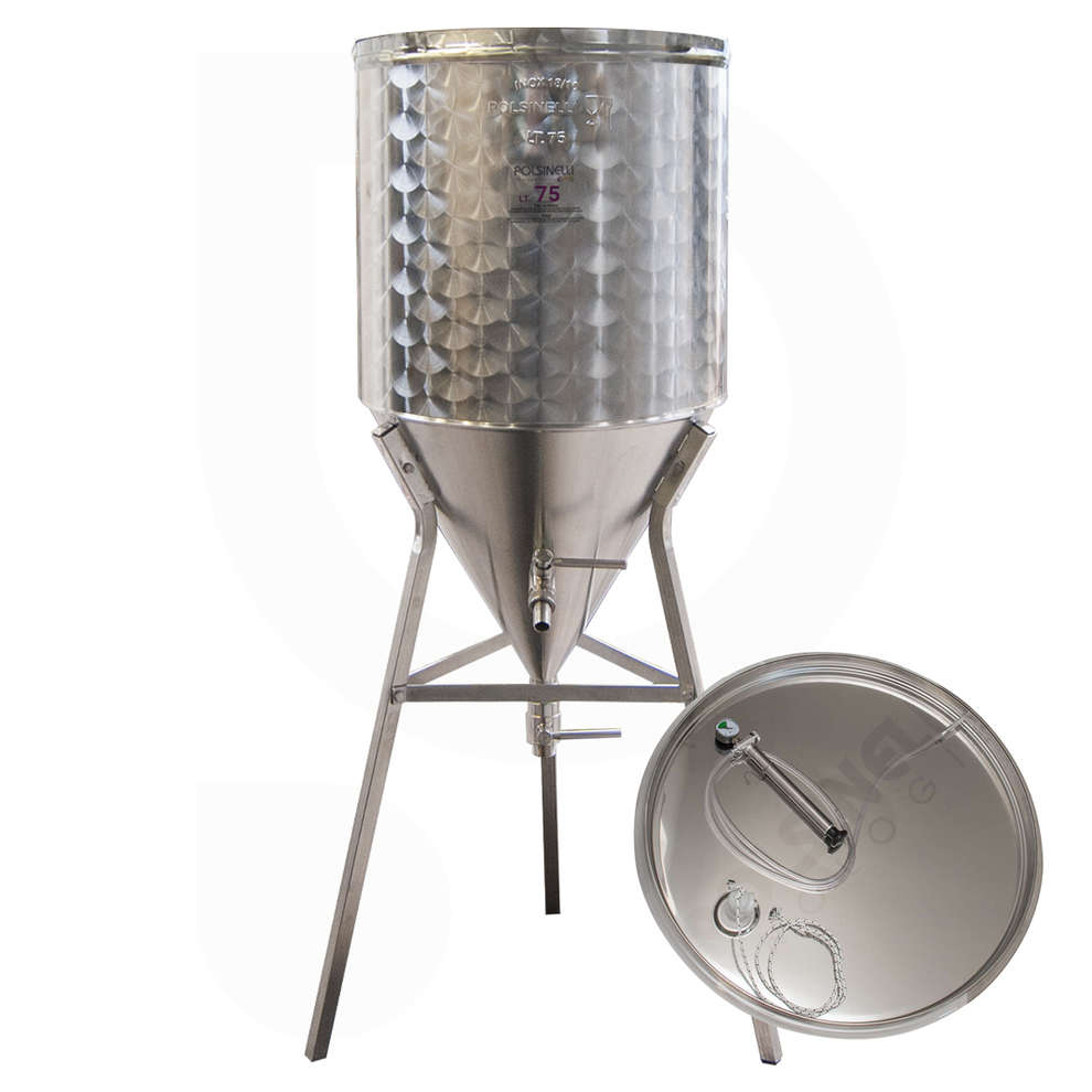 Conical trunk for wine 60° 75 L with air floating lid