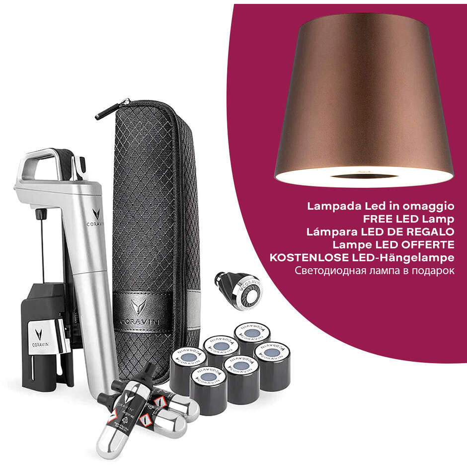 Coravin Timeless Six+ System for Still Wines (Silver) + FREE LED Lamp