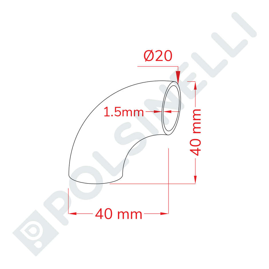 Coude en acier inoxydable 90° Ø20 à souder