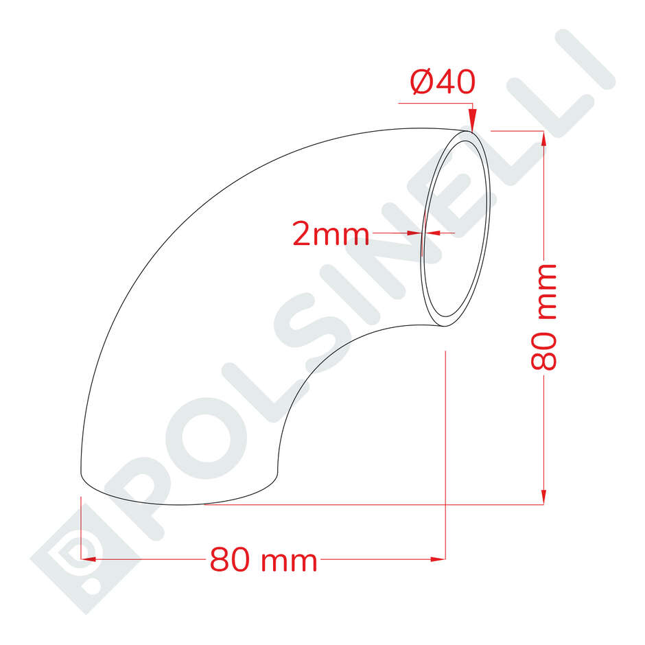 Coude en acier inoxydable 90° Ø40 à souder