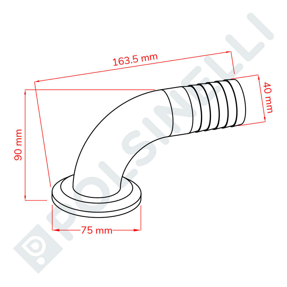 Coude en acier inoxydable GA 50 pour PG 40