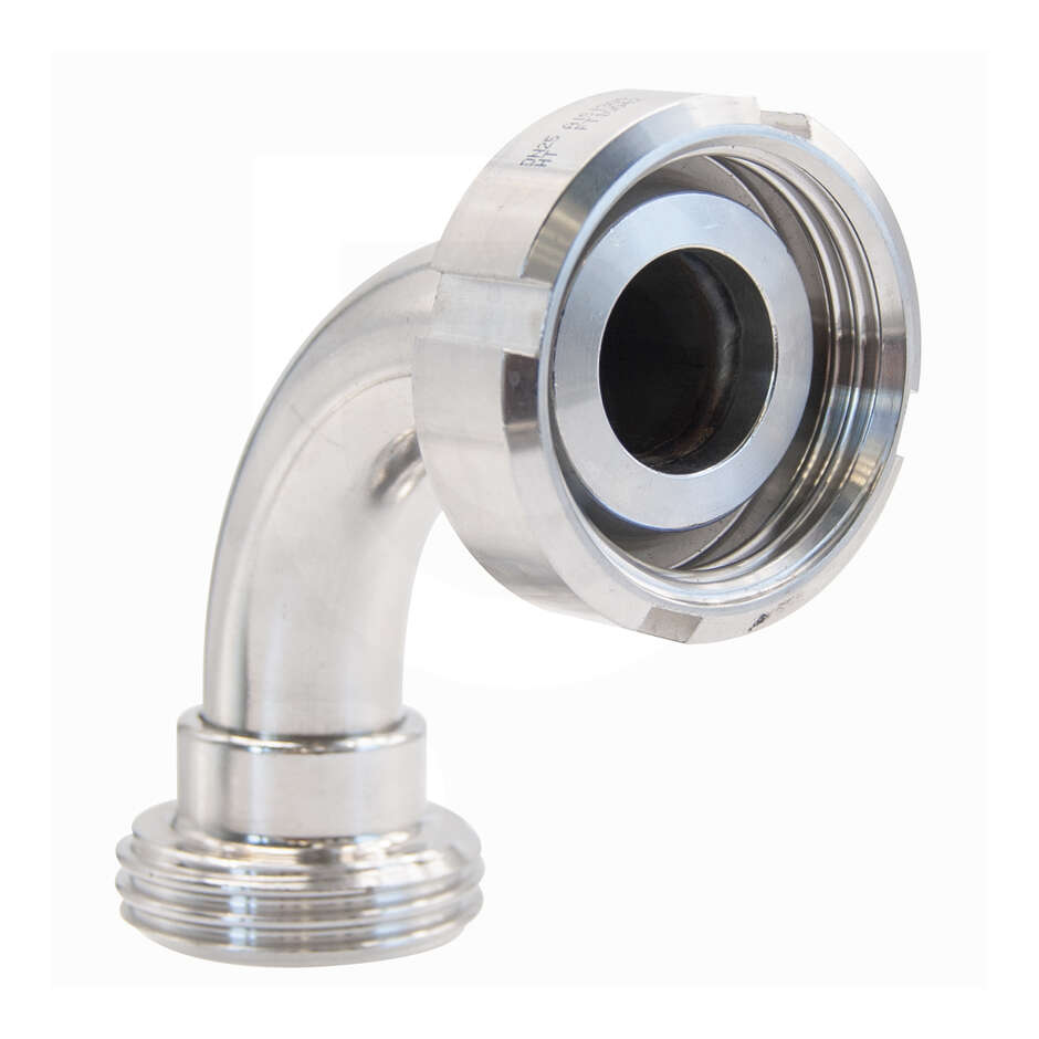 Curva de acero inoxidable DIN 25 M con rotula para DIN 25 F