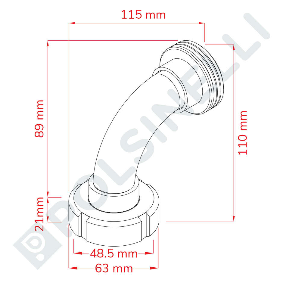 Curva inox DIN 25 M c/girello per DIN 25 F