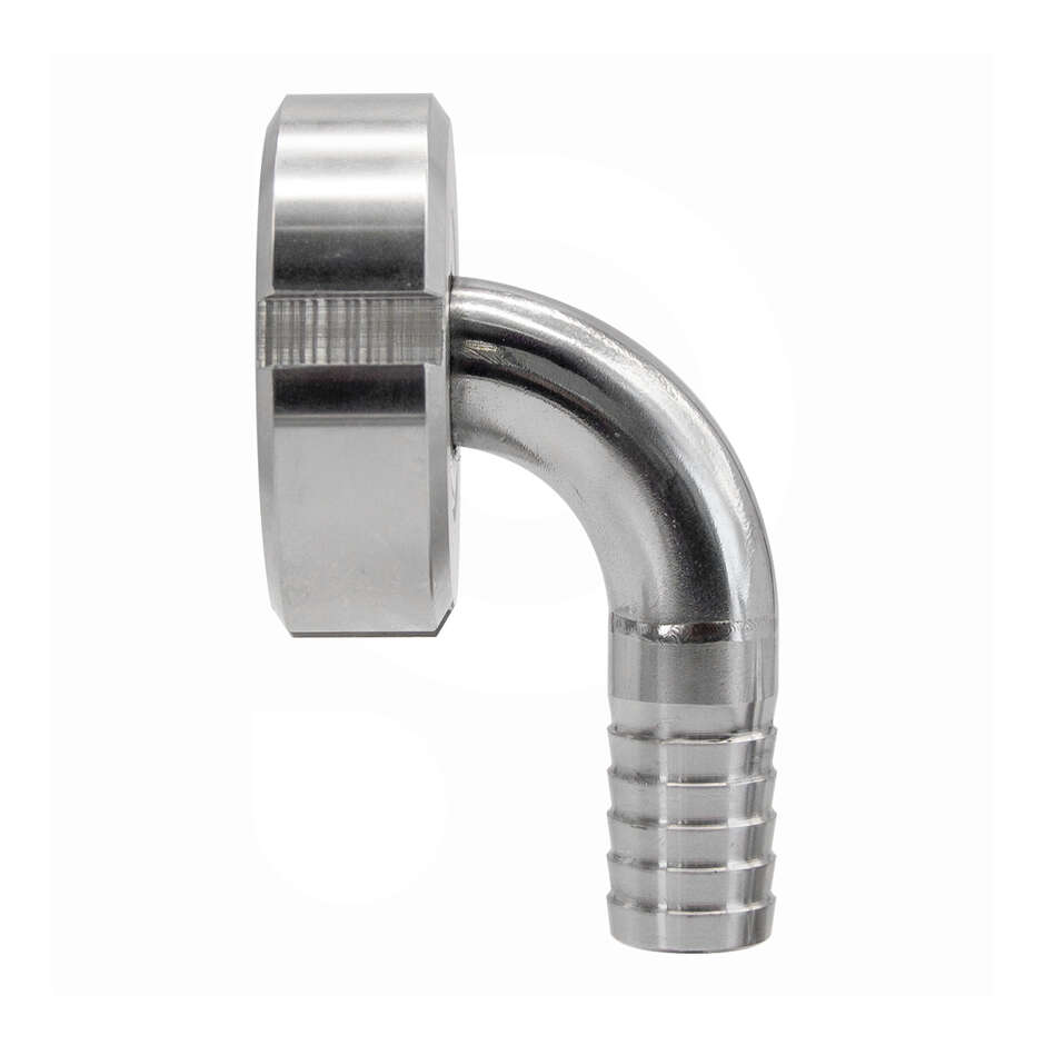 Curved hose connector DIN 25 M with swivel for ⌀ 20 hose