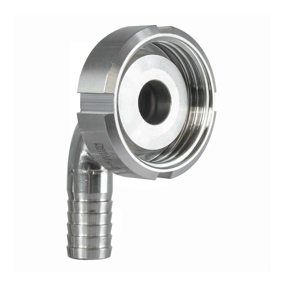 Curved hose connector DIN 25 M with swivel for ⌀ 20 hose