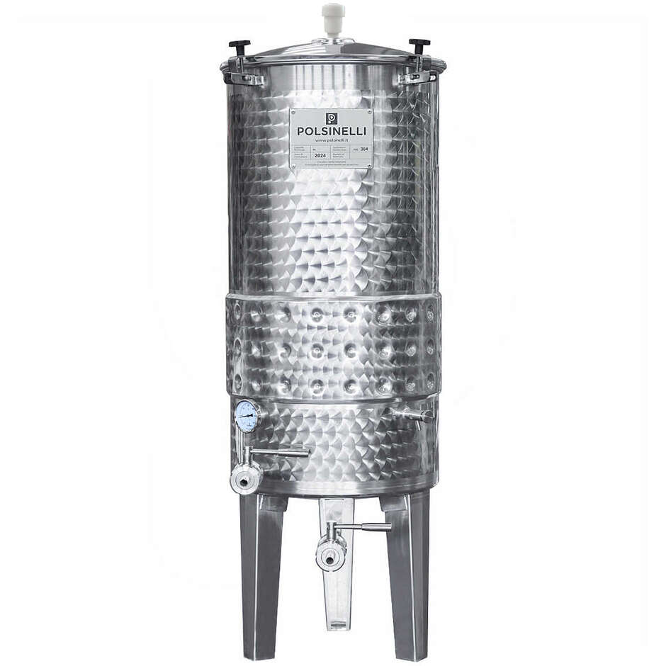 Cuve Conique en Acier Inoxydable 200 L 10° pour Vinification Réfrigérée