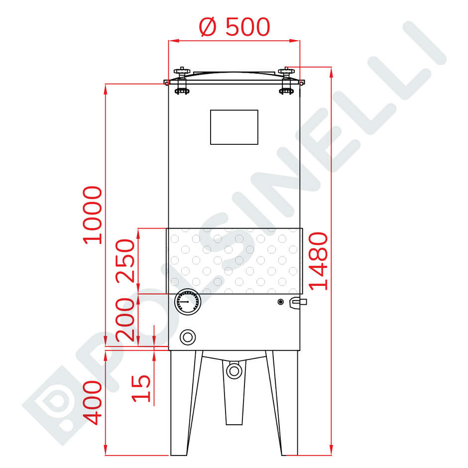 Cuve Conique en Acier Inoxydable 200 L 10° pour Vinification Réfrigérée