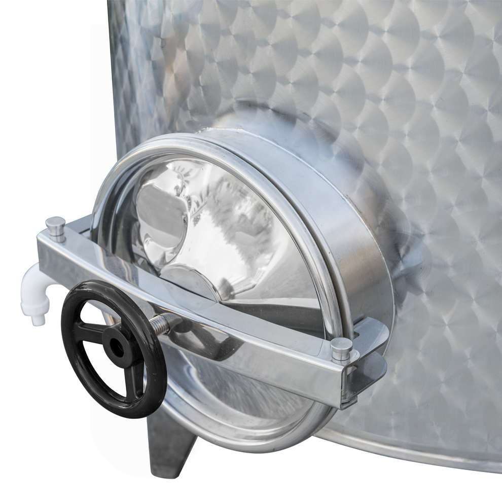 Cuve de Stockage Inox à Fond Conique 300 L avec Trappe de Vidange Ø300