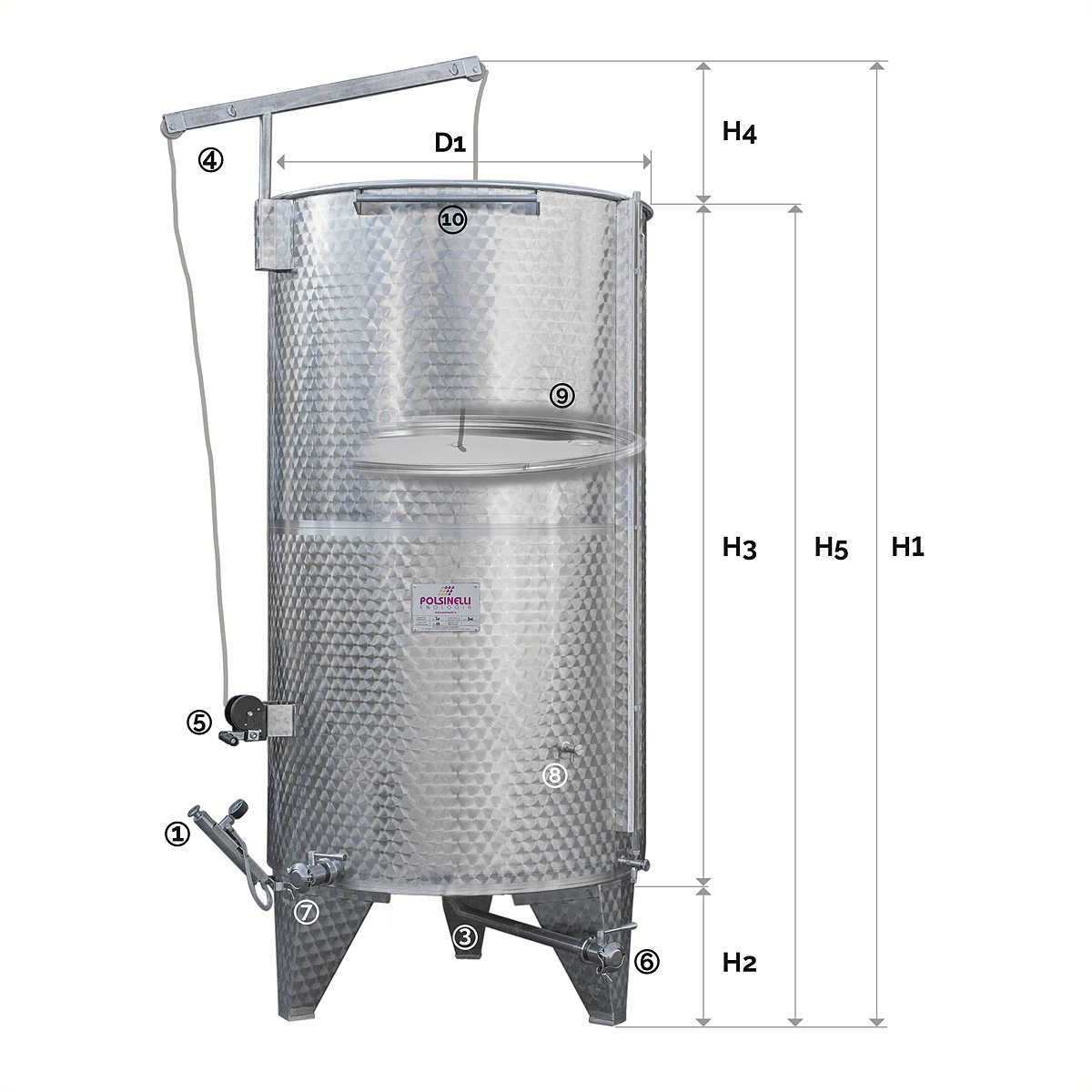 Cuve de fermentation alimentaire rectangulaire de 100 litres