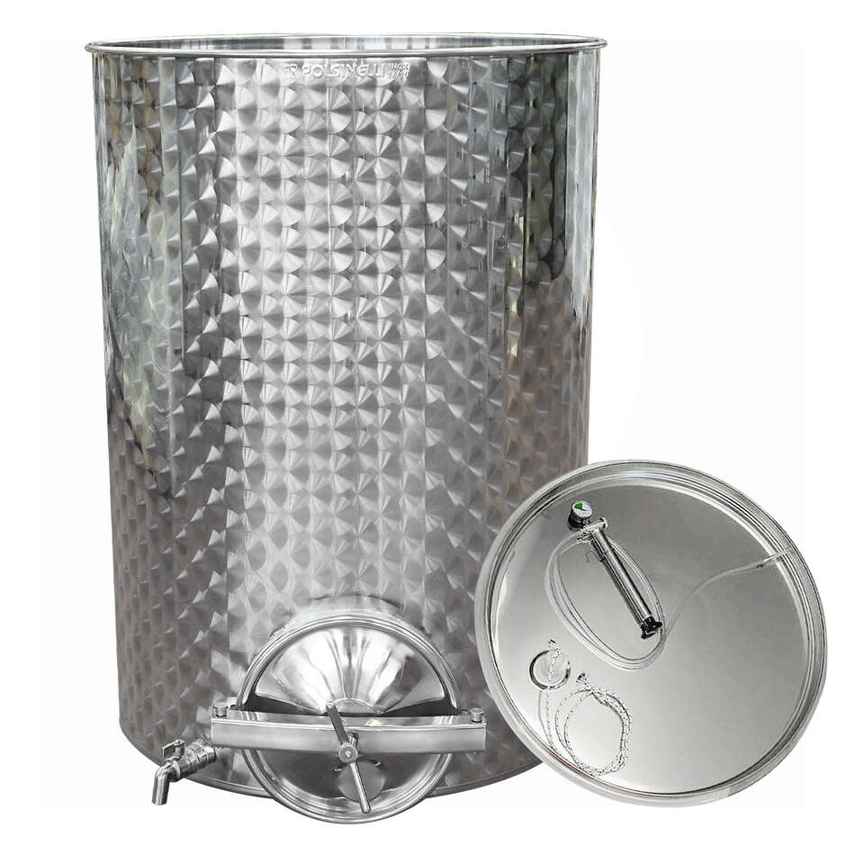 Cuve inox pour vin avec chapeau flottant à air 1000 L avec trappe de vidange Ø300 mm