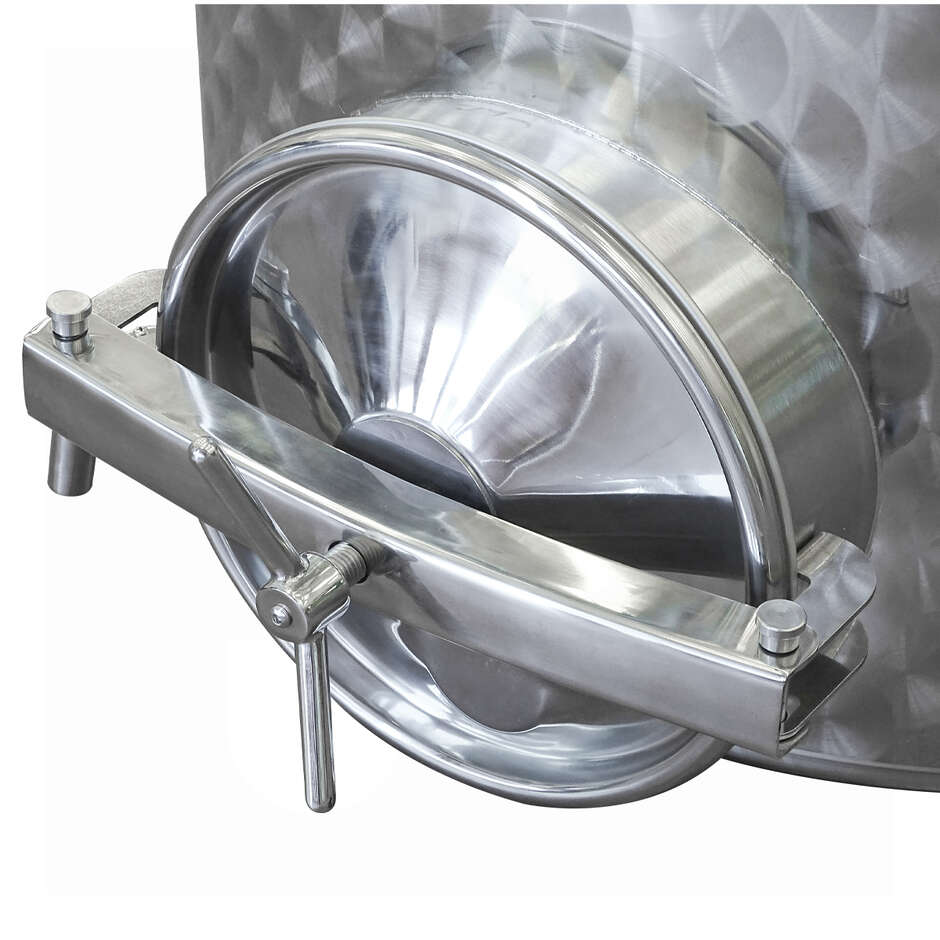 Cuve inox pour vin avec chapeau flottant à air 500 L avec trappe de vidange Ø300