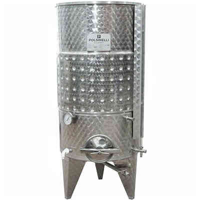 Cuve inox réfrigérée à fond conique 300 L avec chapeau flottant et trappe de vidange Ø300