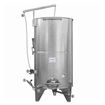 Cuve Inox à Fond Conique 2000 L avec Chapeau Flottant à Air et Trappe de Vidange ∅300