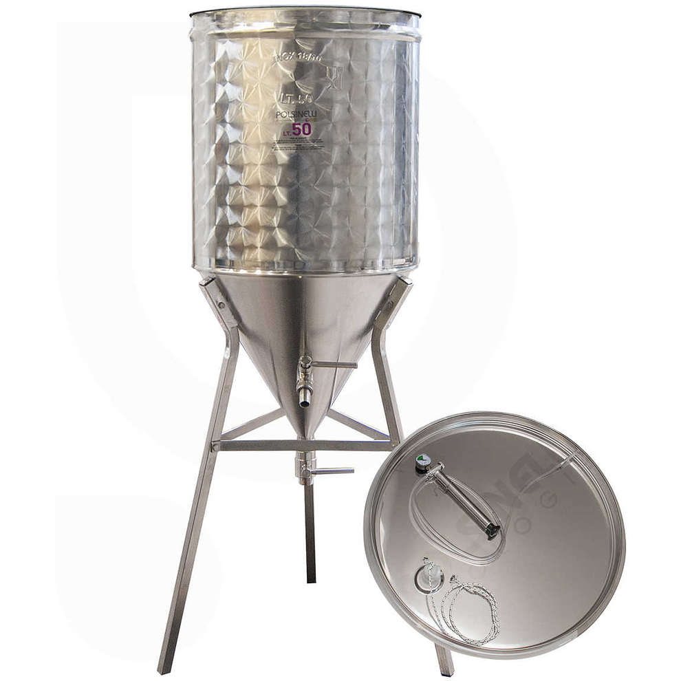 Cuve pour vin tronconique 60° 50 L avec chapeau flottant