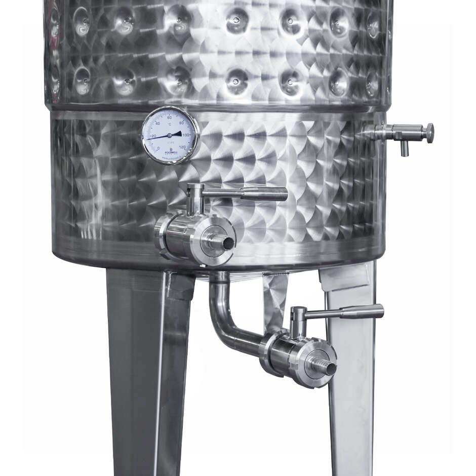 Depósito Cónico de Acero Inoxidable 200 L 10° para Vinificación Refrigerado