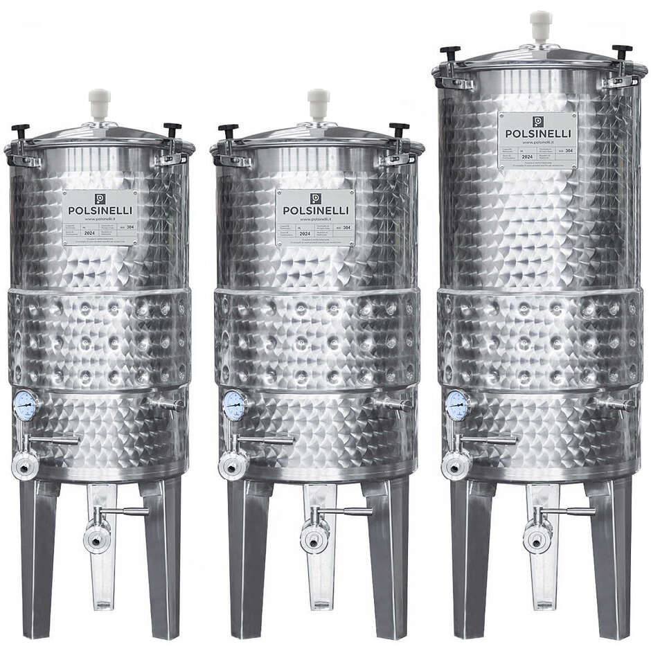 Depósito Cónico de Acero Inoxidable 200 L 10° para Vinificación Refrigerado