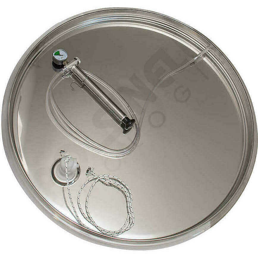 Cuve inox réfrigérée à fond conique 300 L avec chapeau flottant et trappe de vidange Ø300