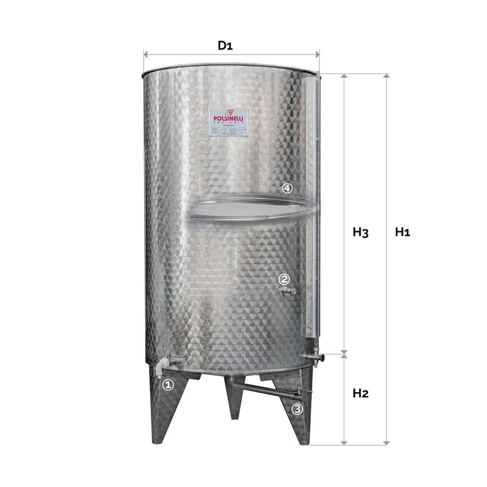 Depósito inox fundo cónico 1000 L con flotador a aire 