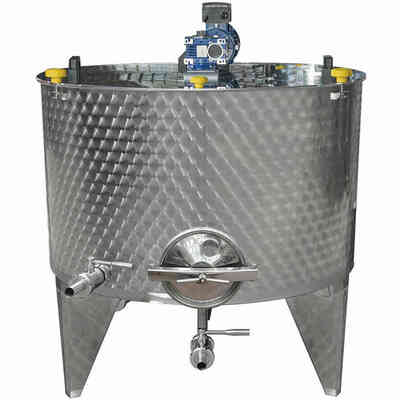 Depósito motorizado de acero inoxidable cónico 10° 200 L con puerta Ø300