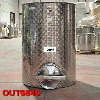 Depósito inox de 500 L con puerta Ø300 mm