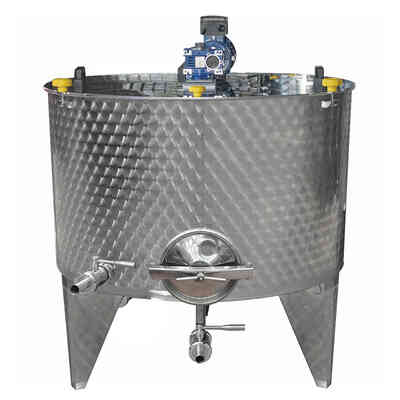 Depósito motorizado de acero inoxidable cónico 10° 300 L con puerta Ø300