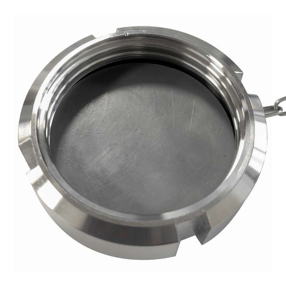 DIN 25 Female Stainless Steel Cap with Gasket and Chain