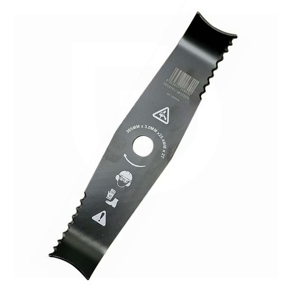 Disco decespugliatore a 2 denti seghettato in acciaio effetto mulching Ø 305 mm